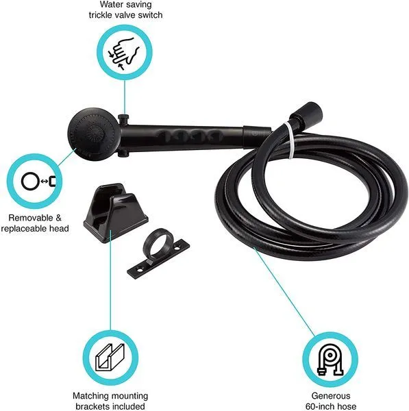RV Shower Head & Hose - Black